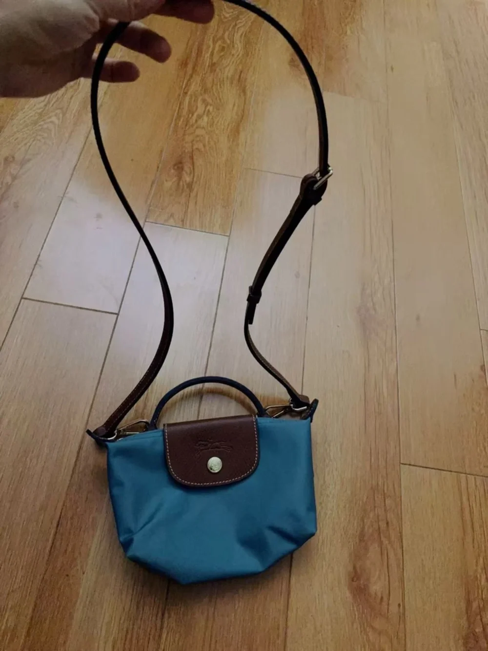 Longchamp Hand Clutch Pouch Morandi Tone Nylon Cosmetic Bag with strap